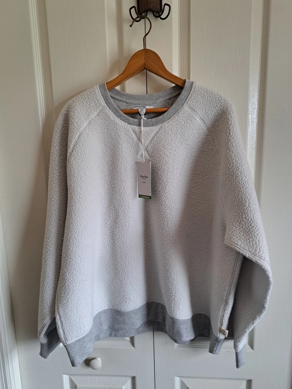 Martha Stewart Light Gray Sherpa Pullover Sweatshirt - Picture 1 of 13